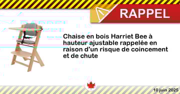 Chaise en bois Harriet Bee à hauteur ajustable rappelée en raison d'un risque de coincement et de chute