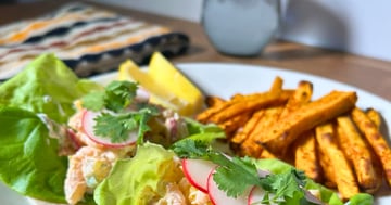 Tacos aux crevettes nordiques et patates douces à friteuse à air