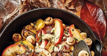 Poêlée aux Deux Pommes et Champignons de Paris