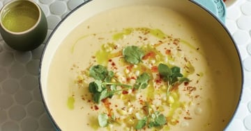 Potage de Pommes de Terre et de Poireaux au Maïs