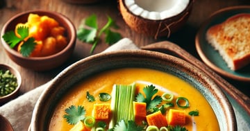 Soupe de Patates Douces, Poireaux et lait de coco
