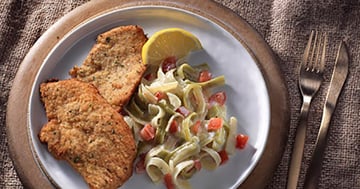 Escalopes de Veau Panées avec Fettuccine Alfredo