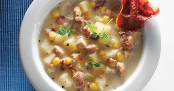 Chaudrée de Poulet avec Chips de Pancetta