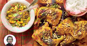 Cuisses de Poulet Grillées à la Citronnelle et aux Arachides de Christian Bégin