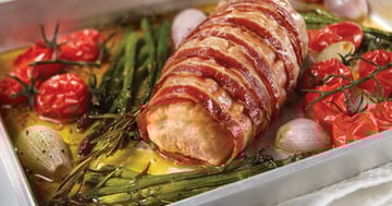 Filets de Porc Rôtis au Bacon Sauce à L'échalote Caramélisée