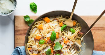 Linguines à la Courge et au Bacon