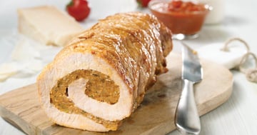 LONGE DE PORC FARCIE À LA SAUCISSE ITALIENNE, SAUCE MARINARA