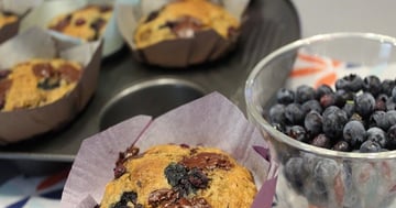 Muffins aux Bleuets, Bananes et Chocolat Noir
