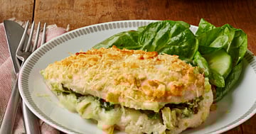 Poitrines de Poulet Farcies à la Trempette aux Épinards et aux Artichauts