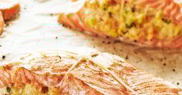 Saumon Farci aux Crevettes et aux Poireaux