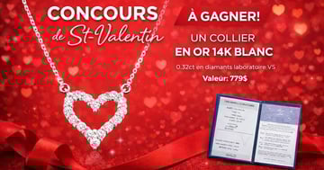 Concours Gagnez un collier en or blanc 14K, serti de 0.32 carat de diamants de laboratoire!