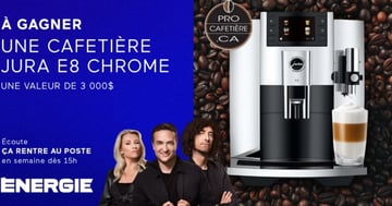 Concours Gagnez une cafetière Jura E8 Chrome d’une valeur de 3 000$!