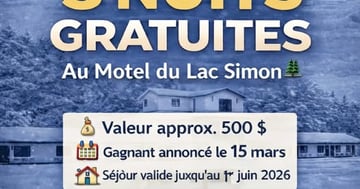 Concours Gagnez trois nuits gratuites au motel du Lac Simon!