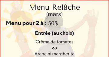 Concours Gagnez le menu relâche pour deux personnes au restaurant Le coin d'Italie!