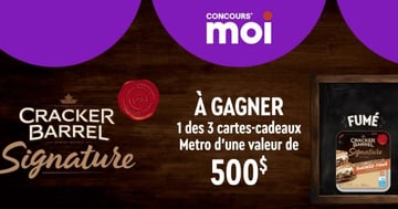 Concours Gagnez l'une des trois cartes cadeaux Métro de 500$!