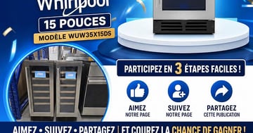 Concours Gagnez un cellier à vin Whirlpool 15 pouces, modèle WUW35X15DS!