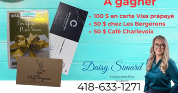 Concours Gagnez une carte-cadeau Visa de 100$, une carte-cadeau Chez Les Bergeron de 50$ et une carte-cadeau Café Charlervoix de 50$!