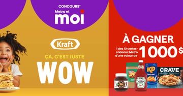 Concours Metro - Gagnez une des 10 cartes-cadeaux Metro d'une valeur de 1 000$!