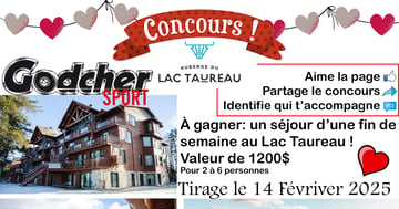 Concours Gagnez un Séjour au Lac Taureau !