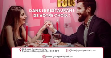 Concours Garage Expert - Gagnez  Un souper romantique d’une valeur de 150$ dans le restaurant de votre choix!