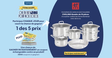Concours Fermes Burnbrae - ON EN FAIT GROS POUR NOS COCOS!