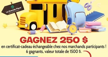 Concours La Grande Place des Bois-Francs - Gagnez 250 $ en certificat-cadeau !