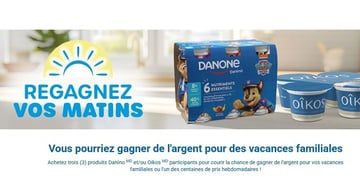 Concours Danone - Gagnez de l'argent pour vos vacances familiales ou l'un des centaines de prix hebdomadaires !
