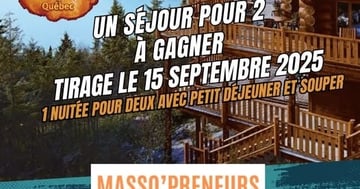 Concours Gagnez un certificat cadeau d’une nuitée pour 2 personnes à l'Hôtel et Spa Sacacomie en Mauricie