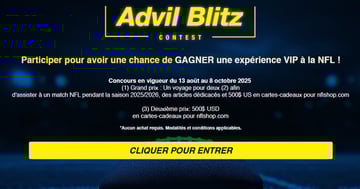 Concours Gagnez avec Advil Canada : un voyage VIP pour assister à un match de la NFL et des cartes-cadeaux NFLShop
