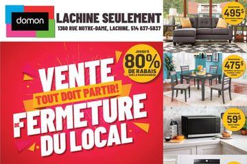 Circulaire Meubles Domon - Vente de fermeture, Lachine seulement