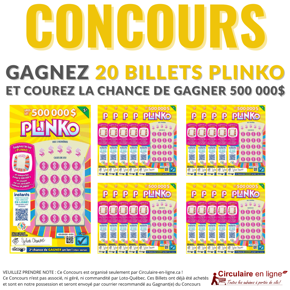 Concours Gagnez 20 Billets PLINKO