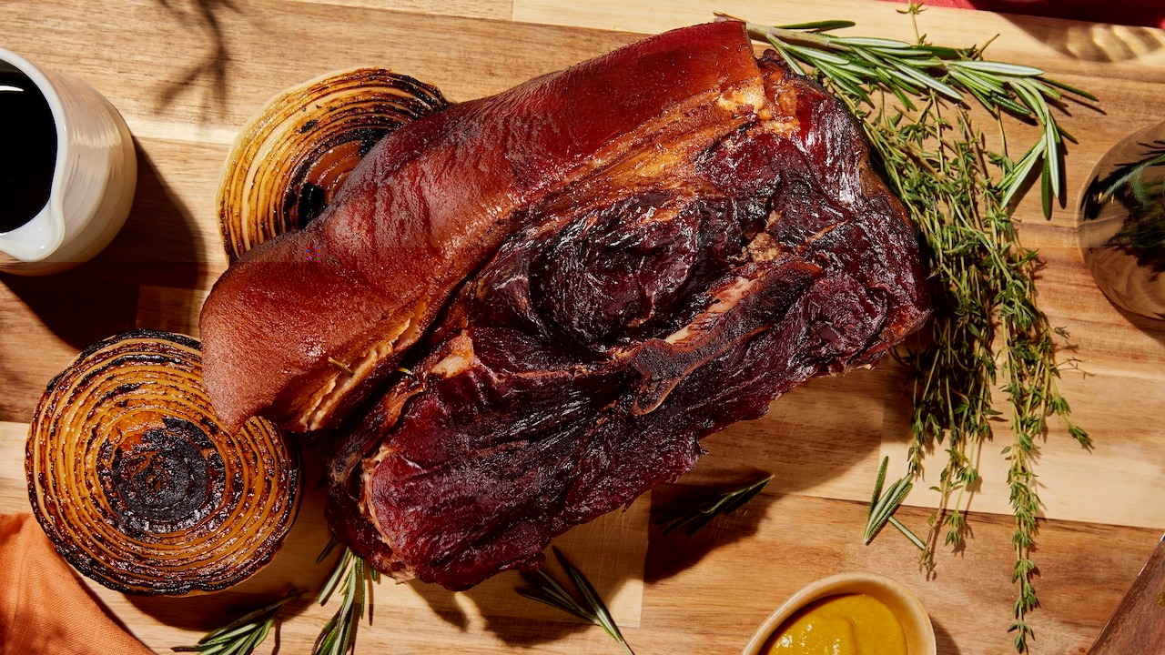 Recette Jambon à l’Os Braisé à la Bière et à l’Érable Circulaire en