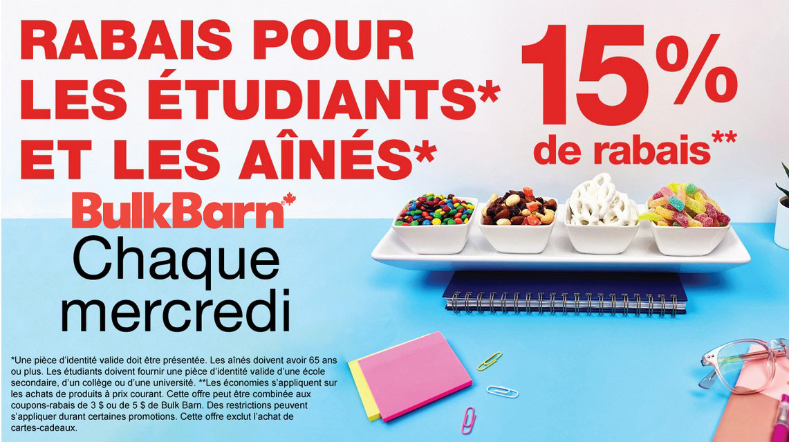 Rabais Bulk Barn pour Aînés et Étudiants Rabais Bulk Barn pour Aînés et Étudiants