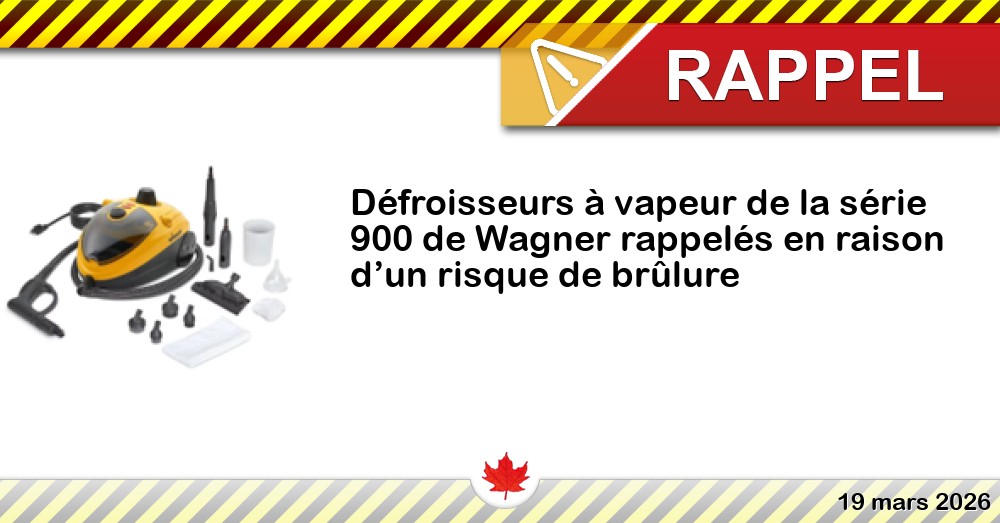 Image du rappel: Défroisseurs à vapeur de la série 900 de Wagner rappelés en raison d’un risque de brûlure