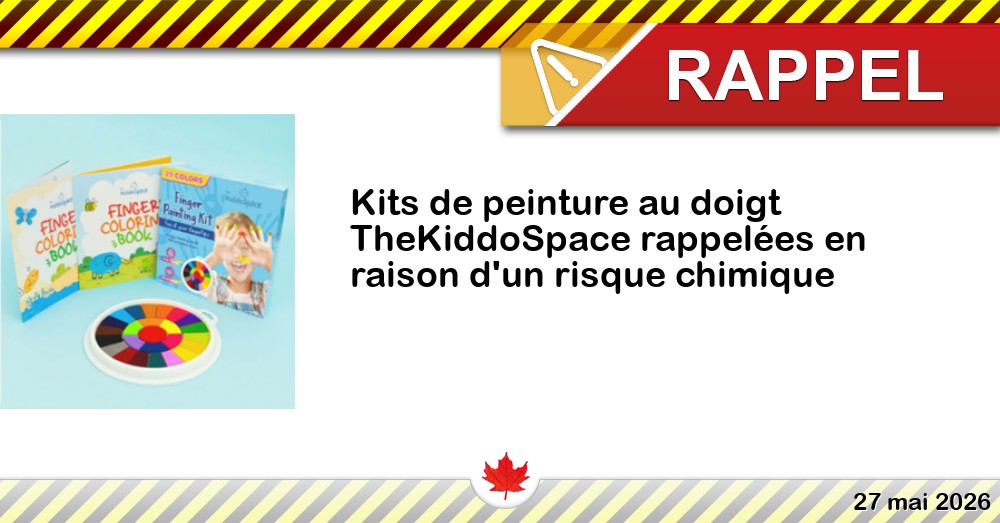 Kits de peinture au doigt TheKiddoSpace rappelées en raison d'un risque chimique Image du rappel: Kits de peinture au doigt TheKiddoSpace rappelées en raison d'un risque chimique