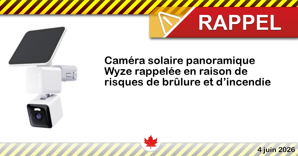 Image du rappel: Caméra solaire panoramique Wyze rappelée en raison de risques de brûlure et d’incendie