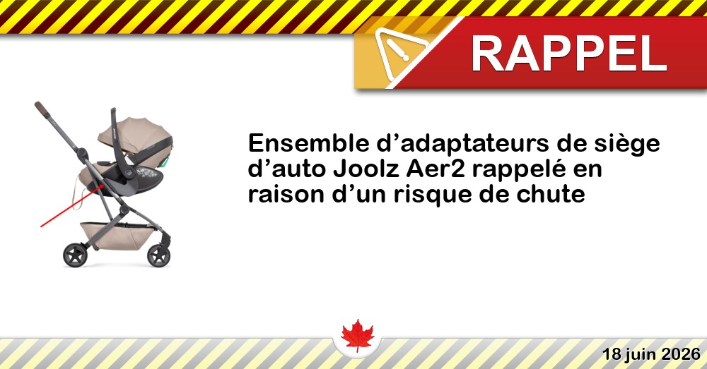 Ensemble d’adaptateurs de siège d’auto Joolz Aer2 rappelé en raison d’un risque de chute Image du rappel: Ensemble d’adaptateurs de siège d’auto Joolz Aer2 rappelé en raison d’un risque de chute