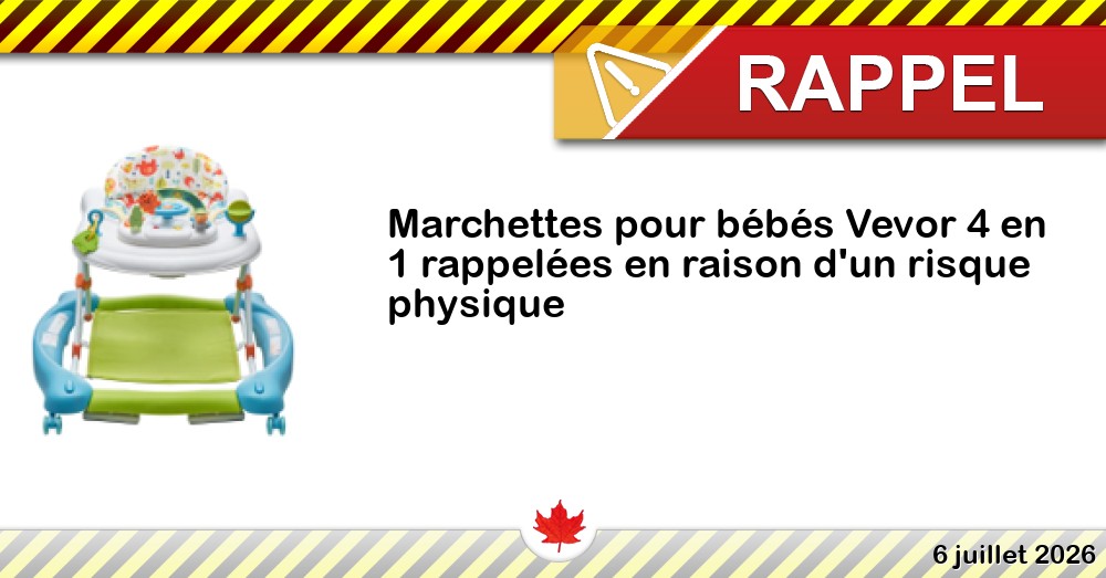 Marchettes pour bébés Vevor 4 en 1 rappelées en raison d'un risque physique Image du rappel: Marchettes pour bébés Vevor 4 en 1 rappelées en raison d'un risque physique