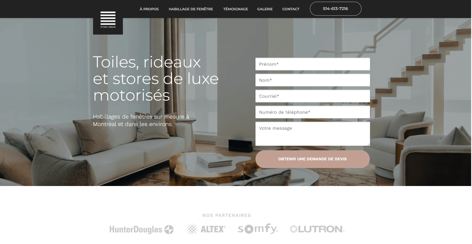 Store Urbain - Habillage de Fenêtre sur Mesure à Montréal