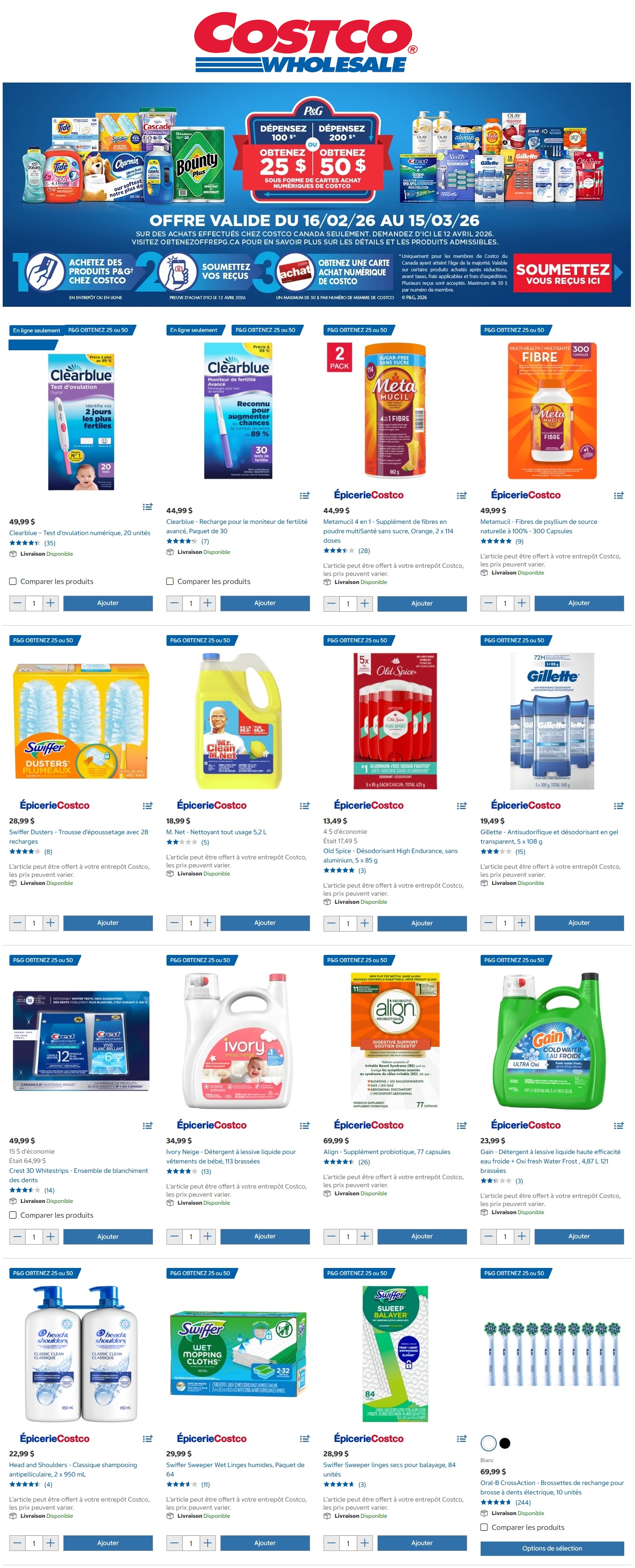 Promotion Costco et P&G