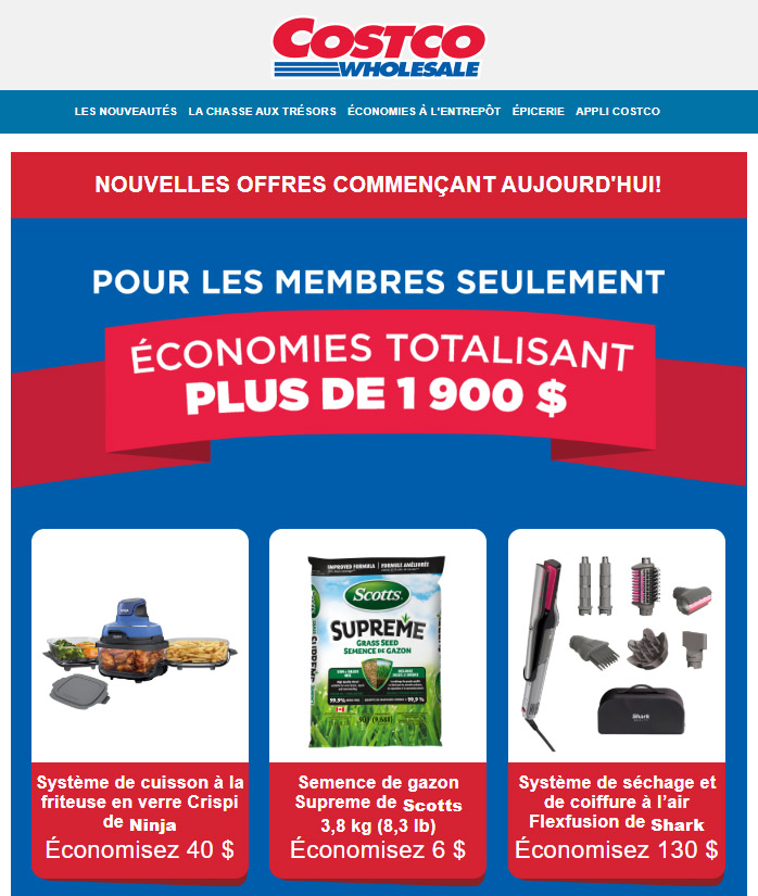 Économies totalisant plus de 1 900$