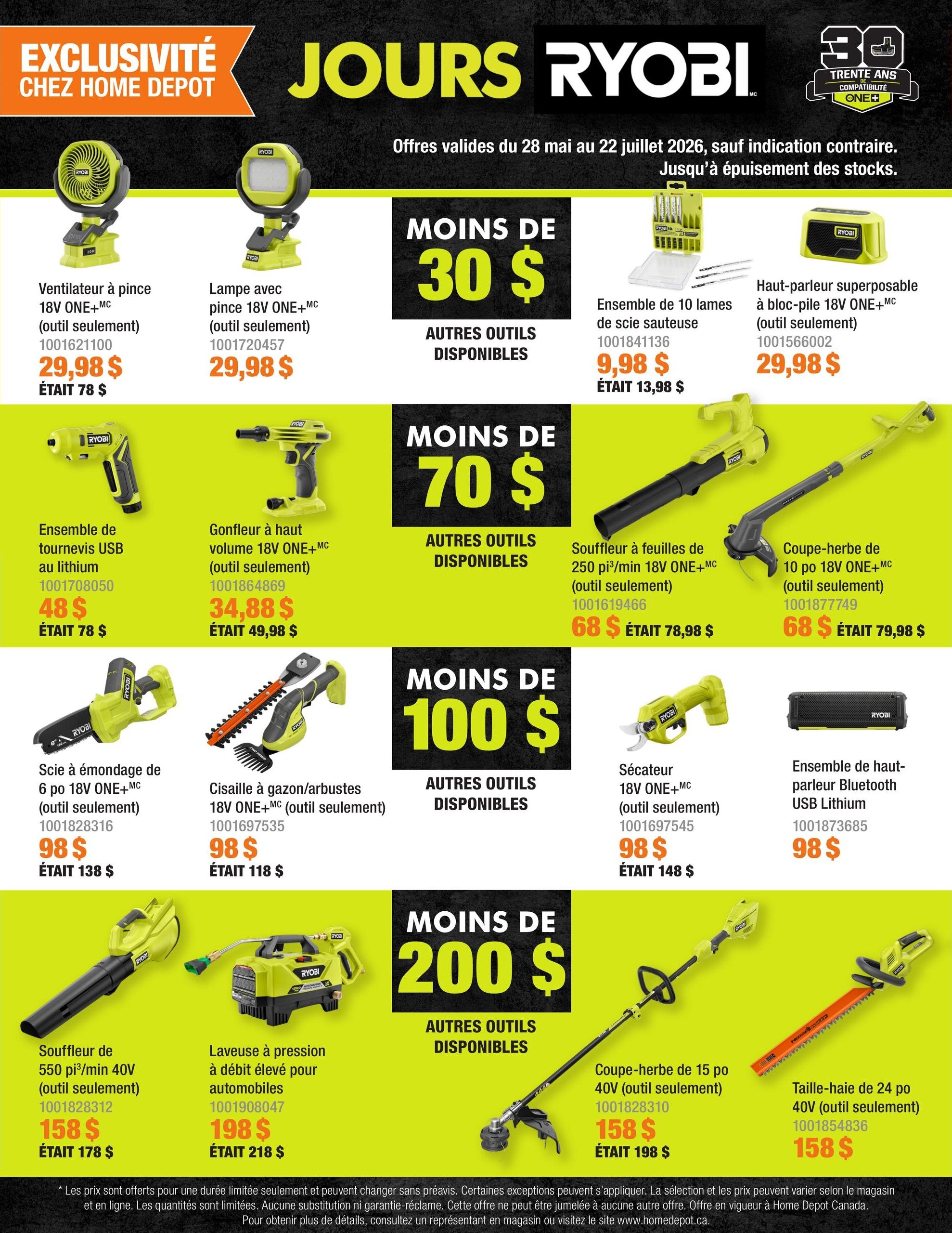 Circulaire Home Depot - Jours Ryobi