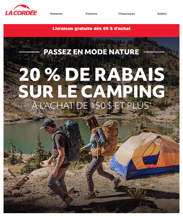 20% de rabais sur le camping