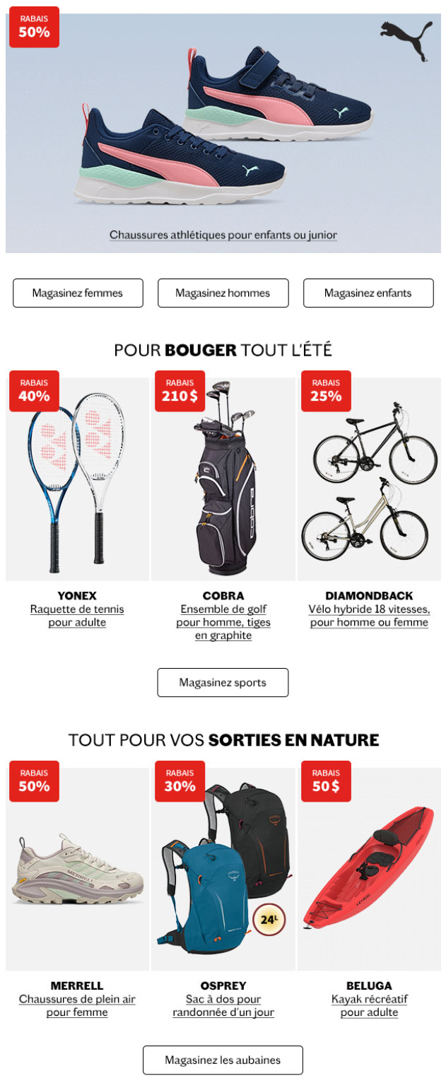 Jusqu’à 50% de rabais sur vos essentiels d’été