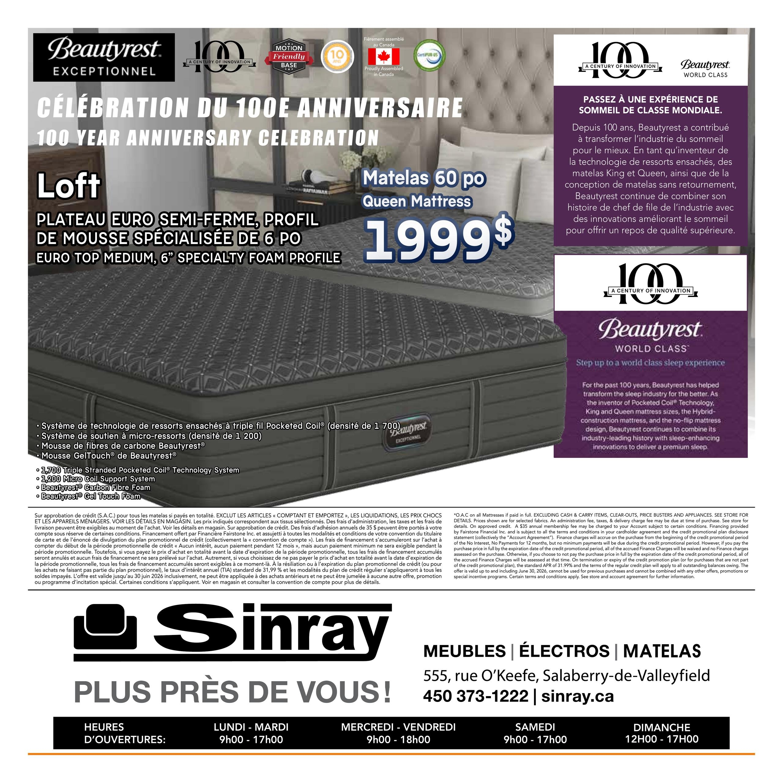 Circulaire Meubles Sinray - Matelas