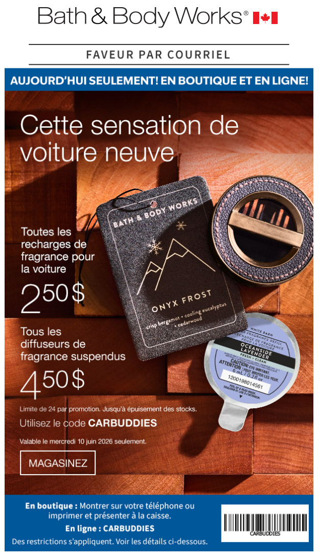 Météo du jour : fragrances pour l’auto à 2,50 $