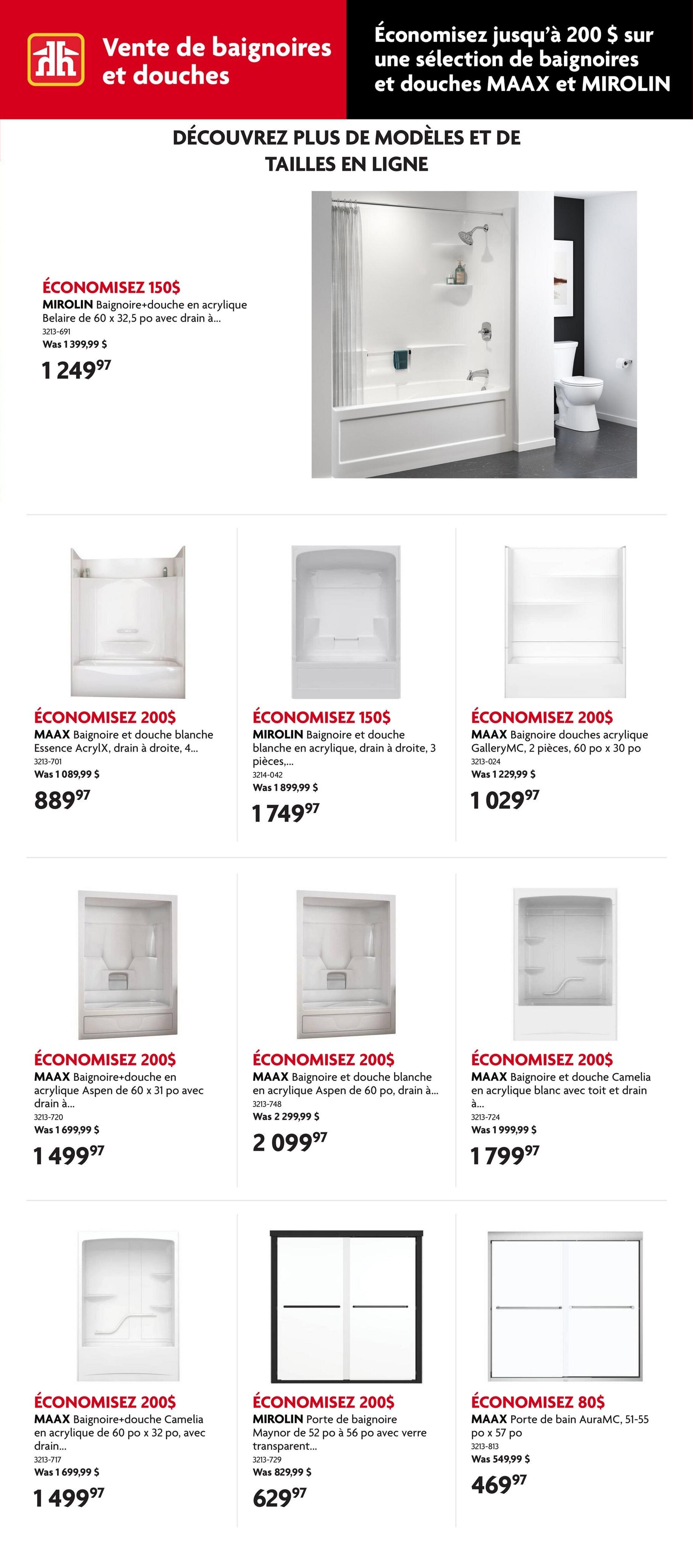 Circulaire Home Hardware - Vente de Baignoires et Douches