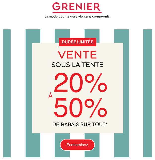 20% à 50% de rabais sur TOUT!