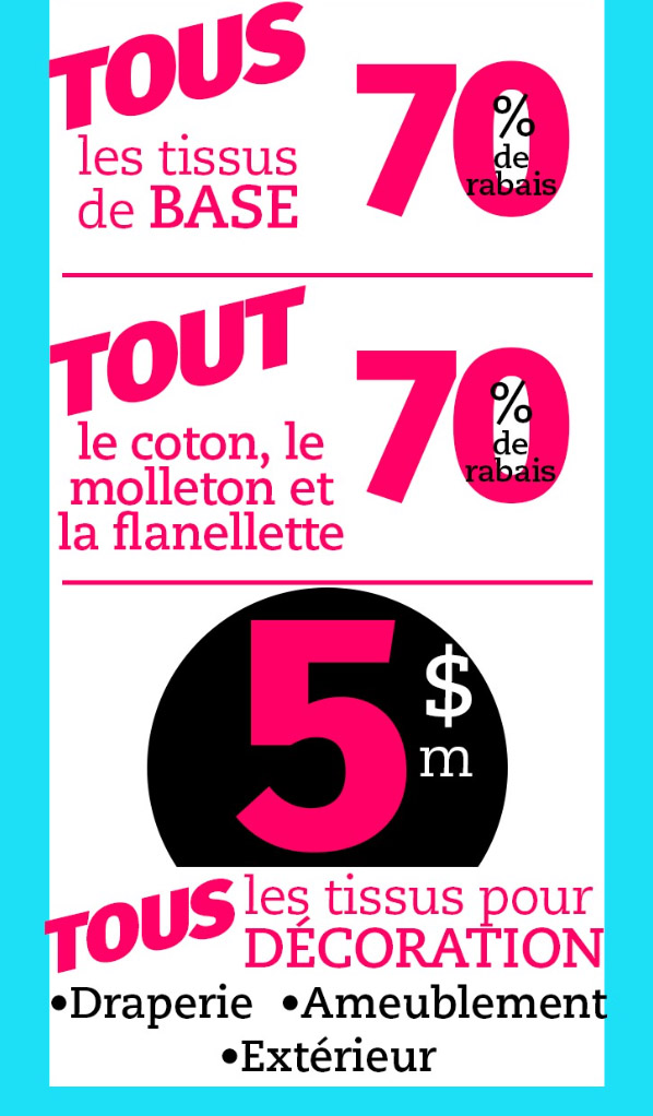 Jusqu'à 80% de rabais sur tout en magasin
