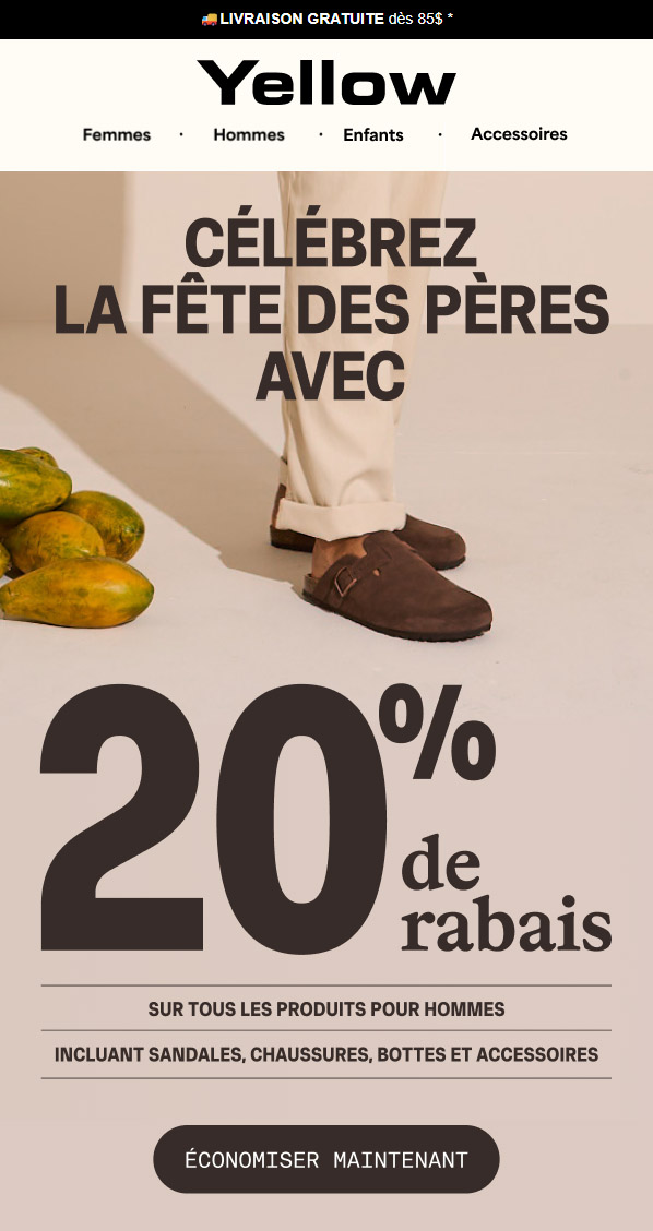 Super offre: 20% de rabais pour papa!